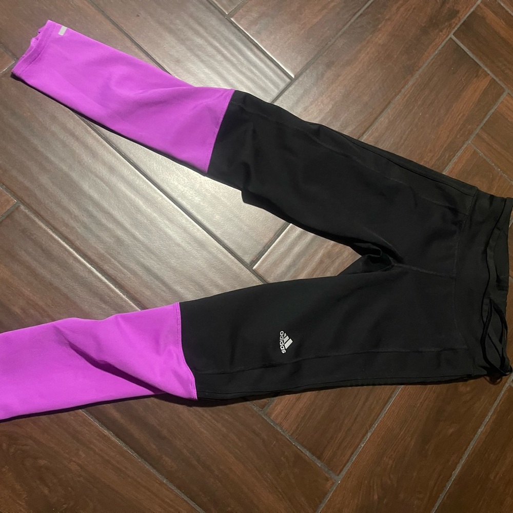 Adidas Kids' Black and Pink Leggings